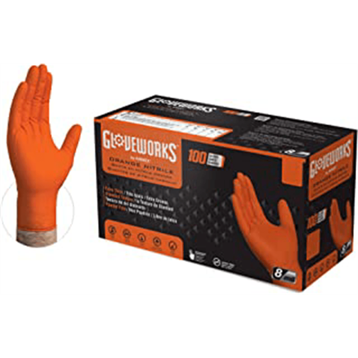 XXL Orange Nitrile Gloves